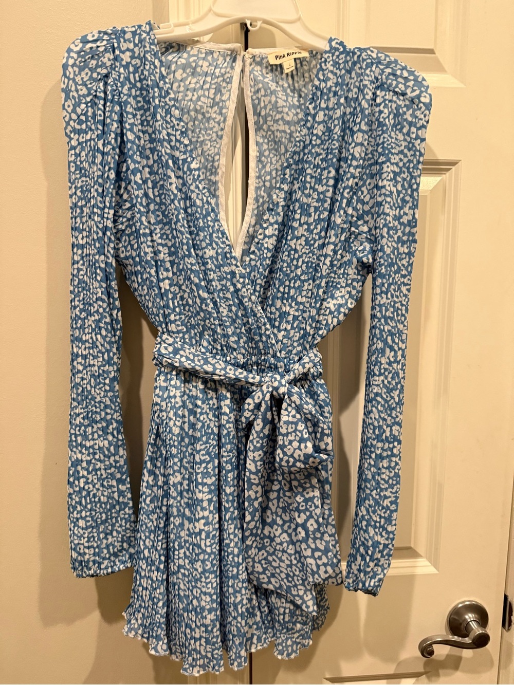 Pink Royale Blue & White Printed Wrap Romper - Pink Royale